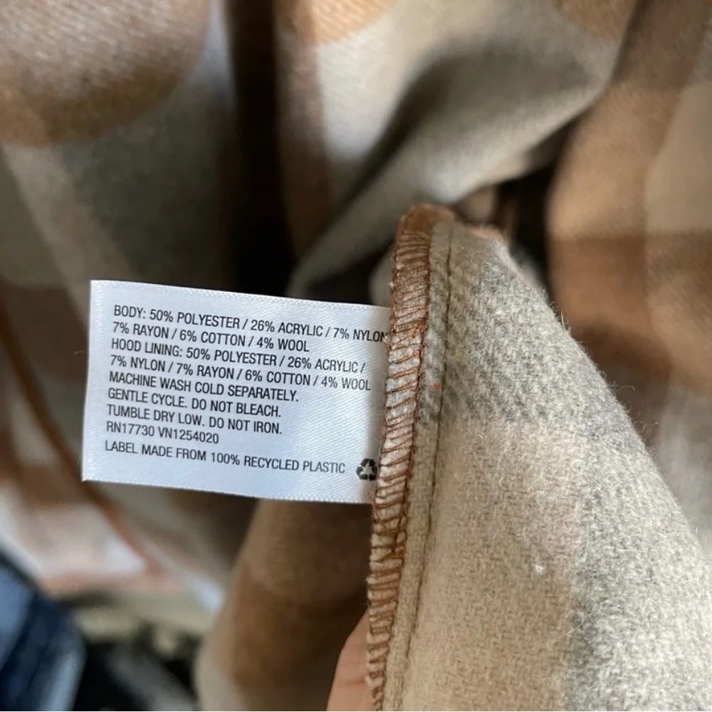 a new day Plaid Belted Hooded Coat in Tan and Cream